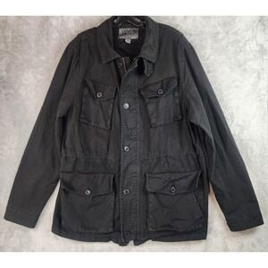Levi's Jacket Mens Large Black Cotton Military Field Full Zip Pockets Utility